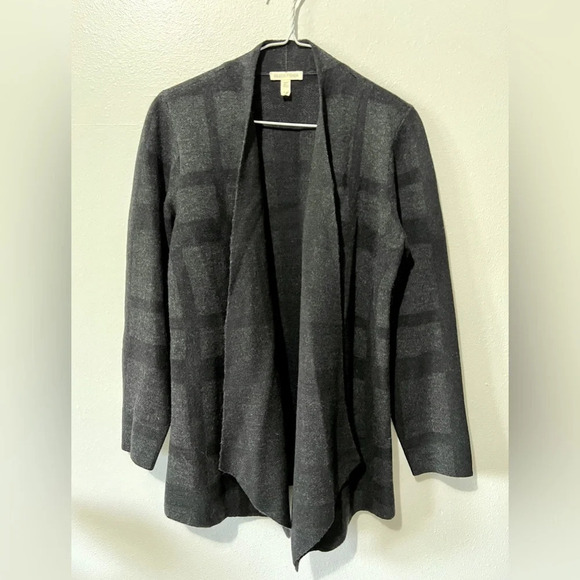 Eileen Fisher Marino Wool Window Pane Cardigan - Medium - Picture 2 of 7